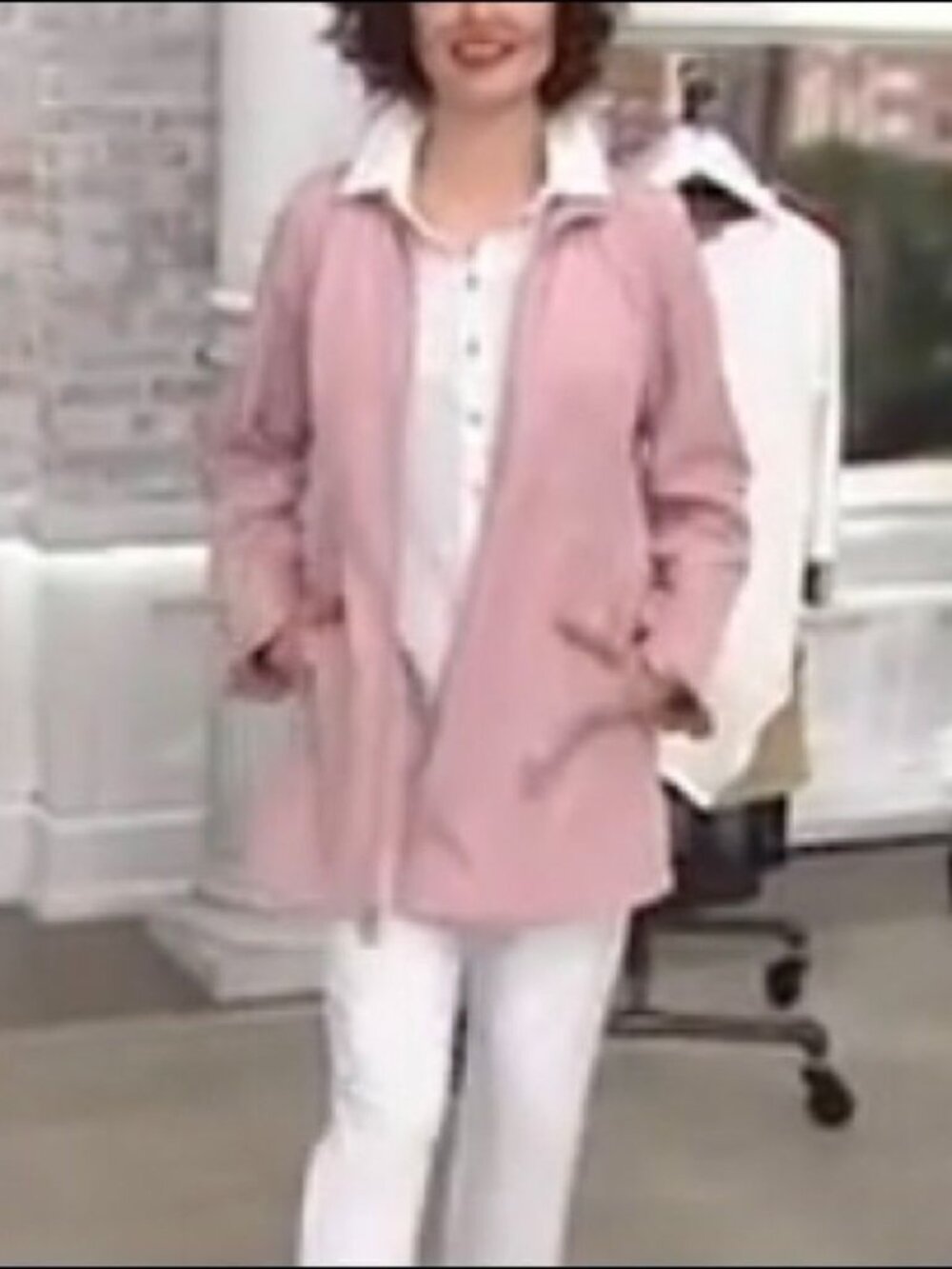 Dennis Basso Water Resistant Ruffle Hem Coat